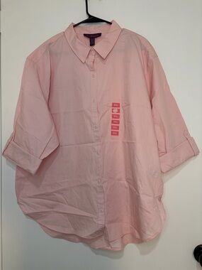 Gloria Vanderbilt Light Pink Men's Button-Down Shirt long sleeve